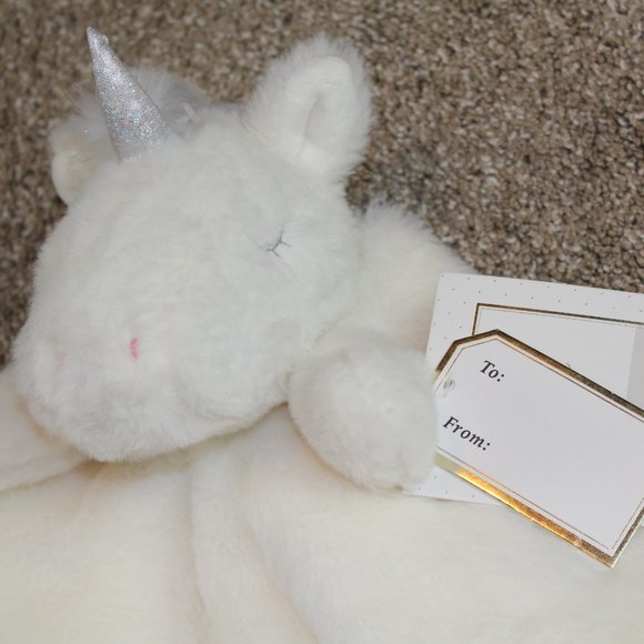 Land of Dreams Ivory Unicorn Plush Baby Security Blanket Lovey Oversized NWT - Picture 2 of 4